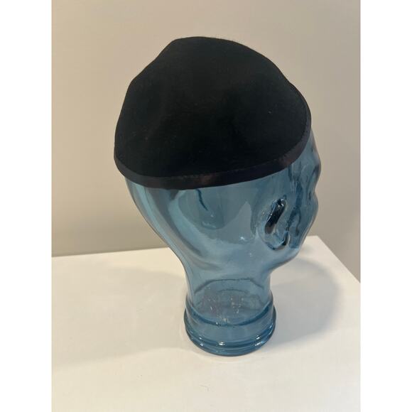 Vintage 1950s-60s Wool Pill Box Hat Black JL - Picture 3 of 5